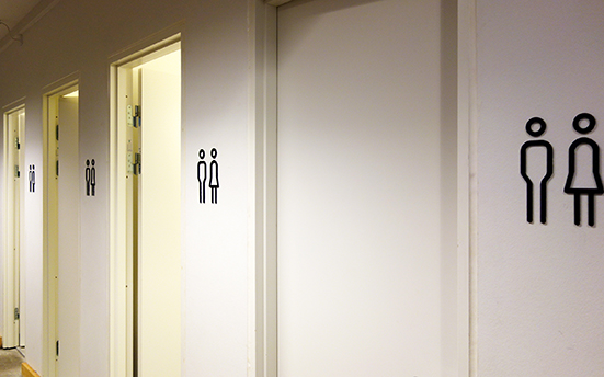 デンマークの公共施設にあった男女共用トイレ